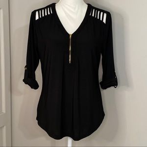 Mine Black Blouse Medium NWT